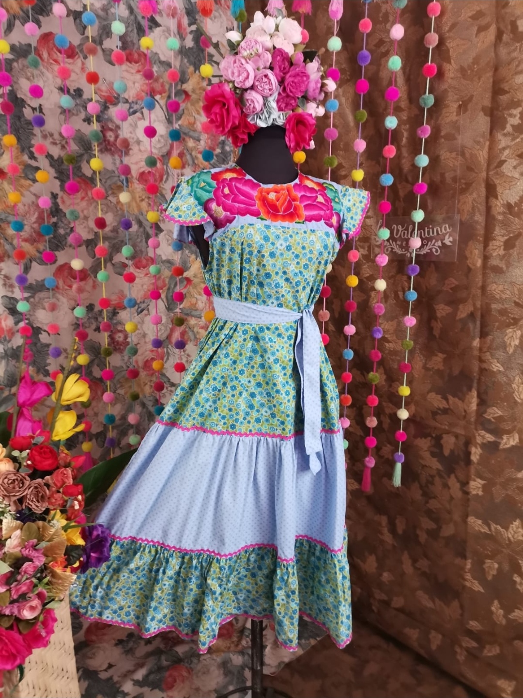 Vestido bordado Istmo de Tehuantepec Talla G – La Valentina México