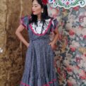 Vestido talla CH bordado Istmeño azul/blanco