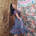 Vestido talla CH bordado Istmeño azul/blanco