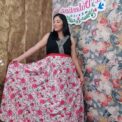 Vestido, talla M, bordado chenteño, chifon negro/flores