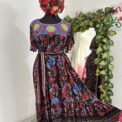 Vestido rayón ajustable, bordado chiapaneco, negro/flores
