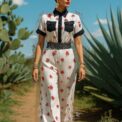 Pantalón y blusa bordado chenteño, talla G, crepé
