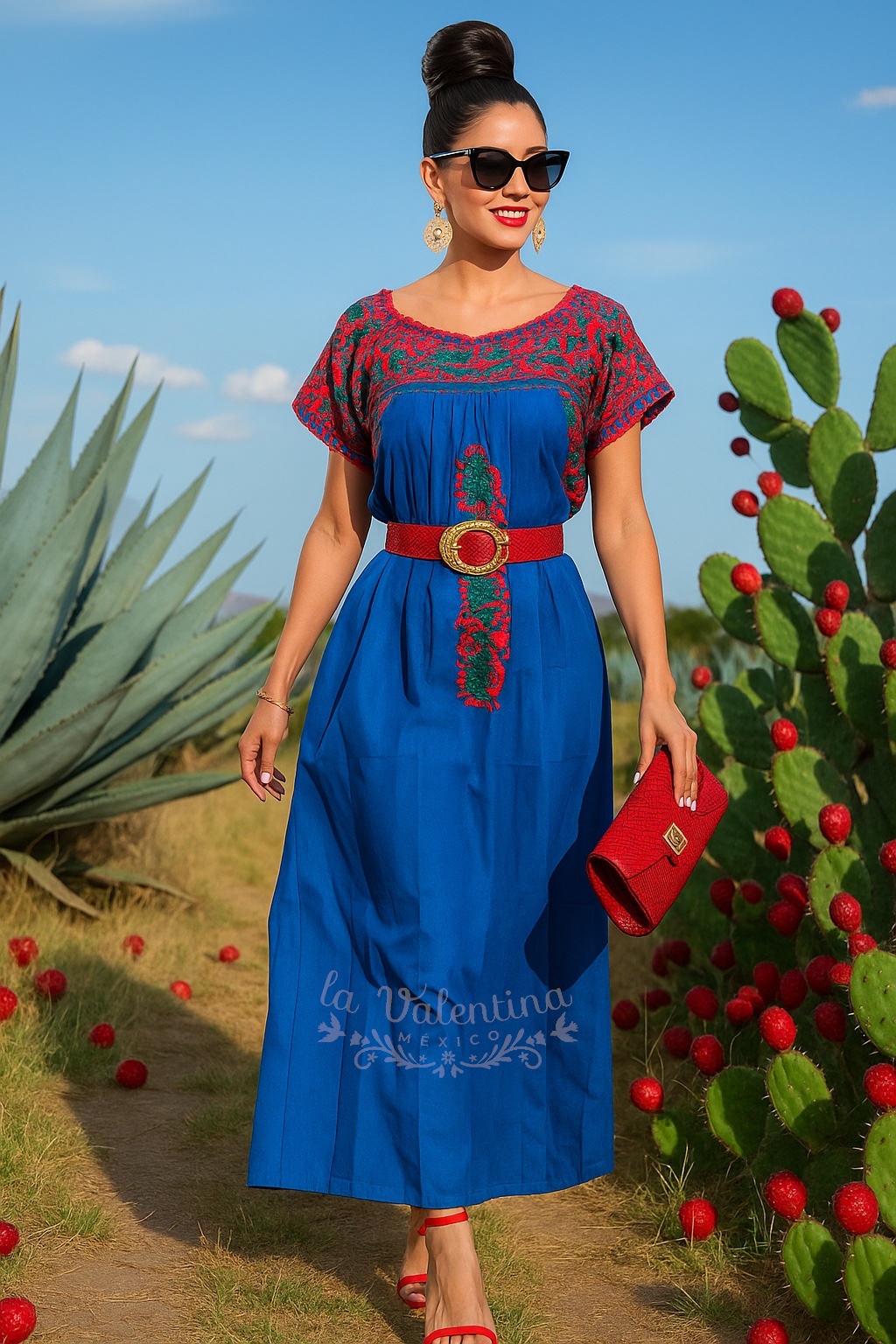 Vestido tradicional San Antonino M/G rey/rojo