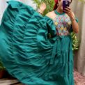 Vestido sedeta, bordado a mano chenteño talla G jade