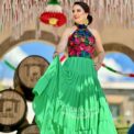 Vestido bordado Jalapa, talla ajustable hasta G verde/negro