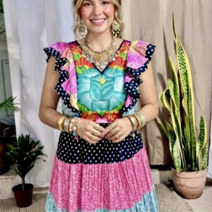 Vestido bordado istmeño talla G, rayón